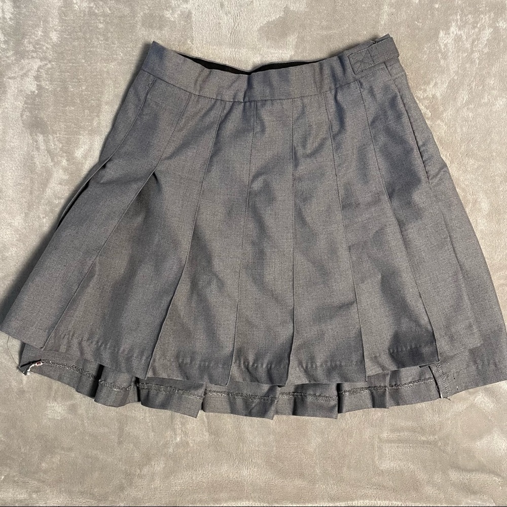 Thom Browne New York Gray Schoolgirl Gossip Girl Inspired Pleated Wool Skirt Y2K